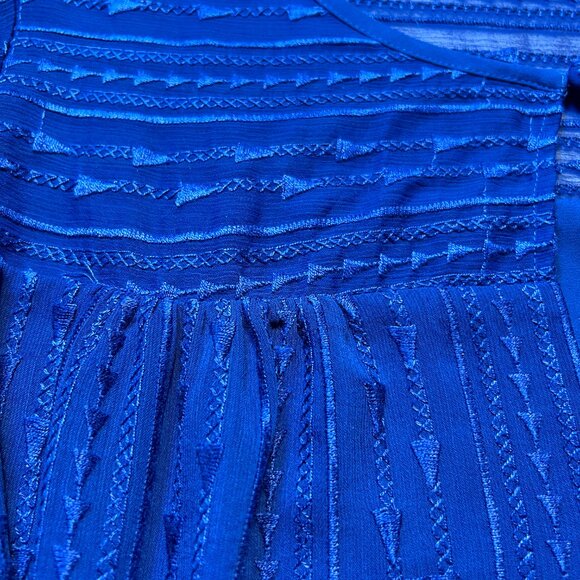 💙Vibrant Royal Blue -Radiant Chic Woven A-Line Crewneck Long sleeve Blouse 2X💙 - Picture 8 of 14